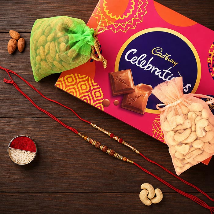 Set Of 2 Graceful Rakhi With Cadbury Celebration Combo