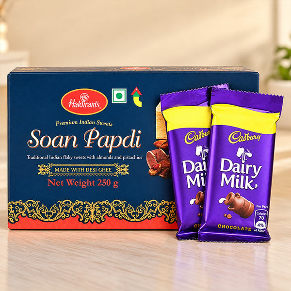 Soan Papdi 250g with 2 Cadbury Dairy Milk Chocolates