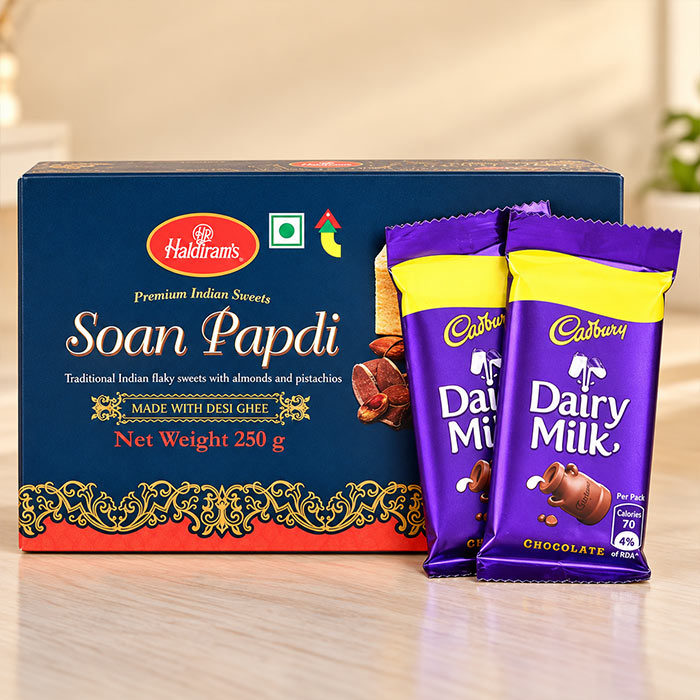 Soan Papdi 250g with 2 Cadbury Dairy Milk Chocolates