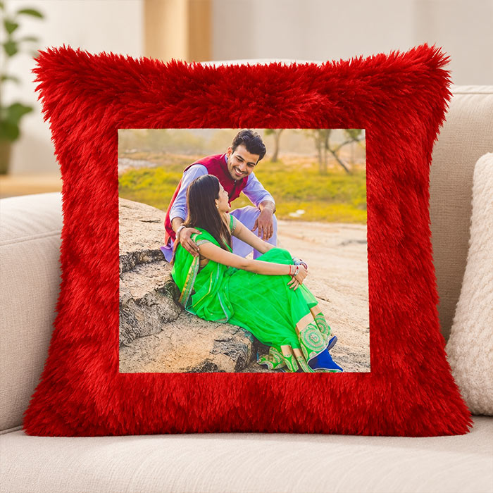Square Fur Cushion 11.5 Inch Photo Cushion