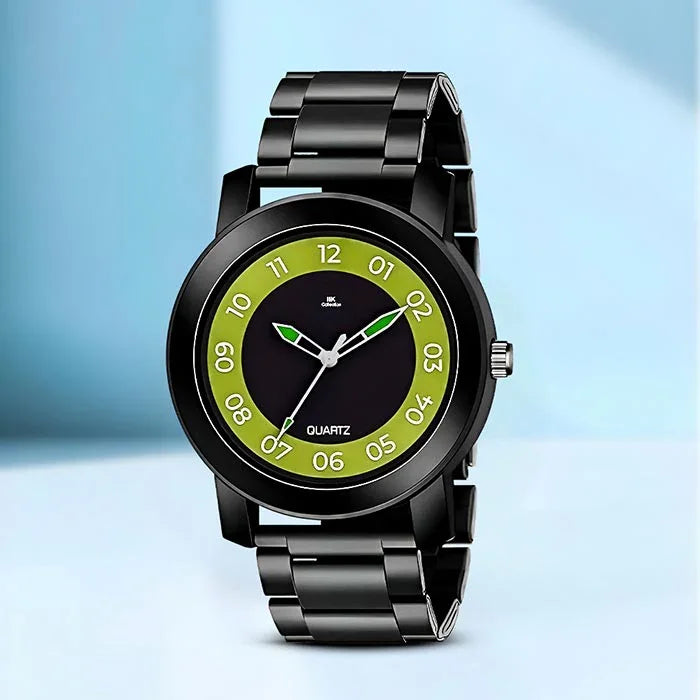 Stainless Steel Bracelet Black Chain Analog Men Watch