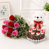 Flowers Cake and Teddy Combo