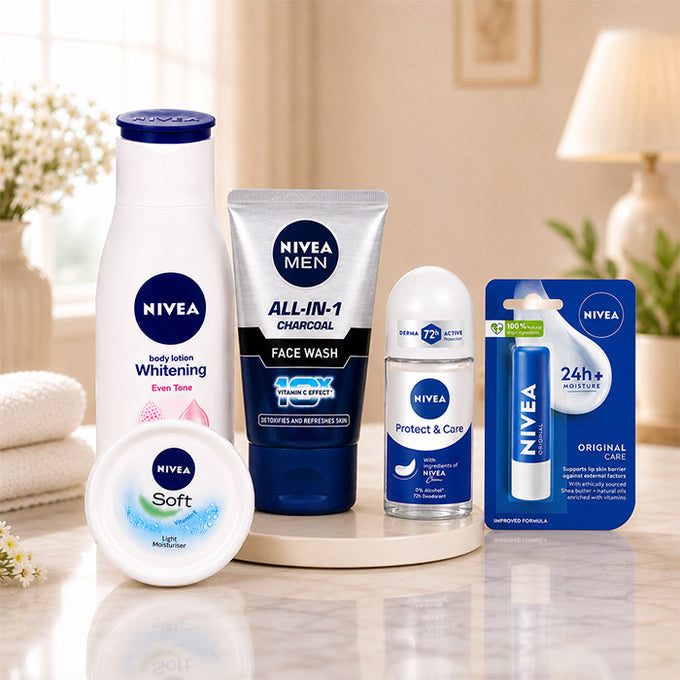 NIVEA Daily Skincare Essentials Gift Set with Face Wash & Lip Balm - Cosmetics for Men Gift for Men