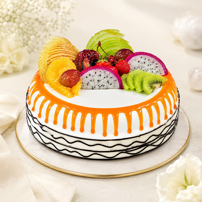 Tropical Fruit Cake 1 Kg with Fresh Fruit Topping - Cake Delivery in GiftsGhaziabad