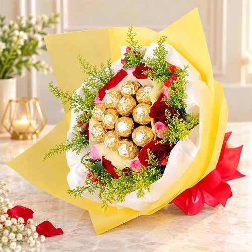 Ferrero Rocher Chocolate Bouquet with Roses