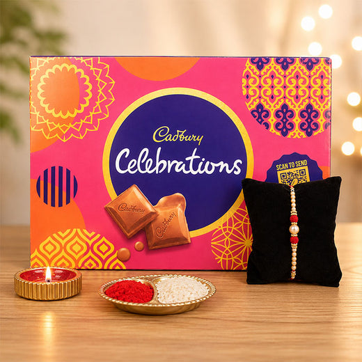 Valvet Pearl Rakhi N Cadbury Celebrations Chocolate