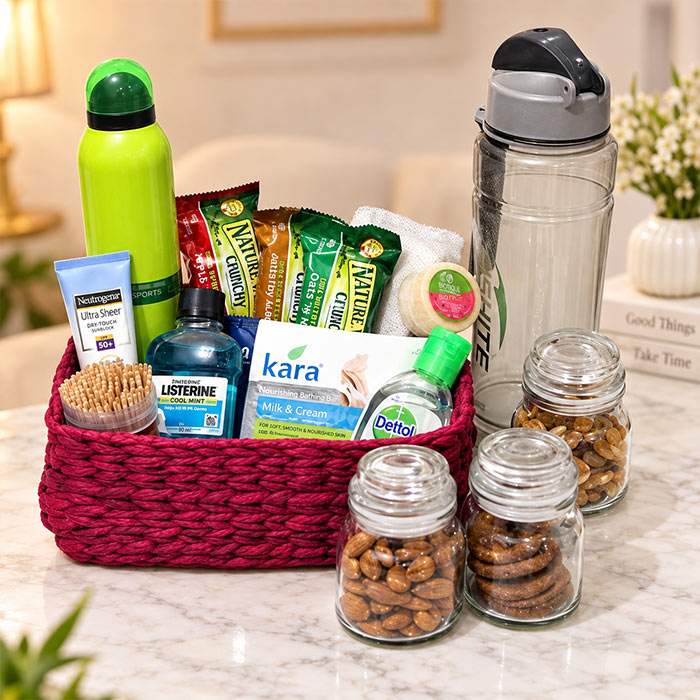 Wellness Gift Basket with Personal Care Items & Dry Fruits