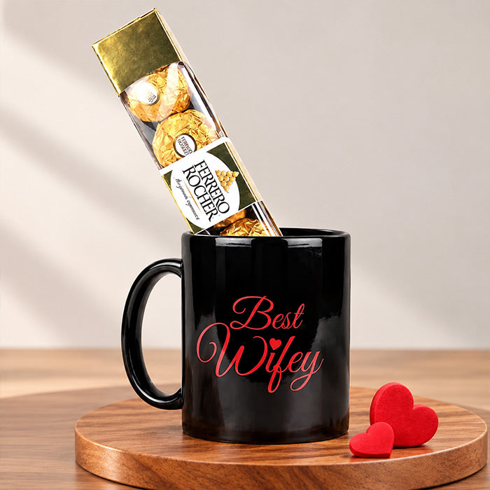 Wifey Printed Mug with Ferrero Rocher Chocolates