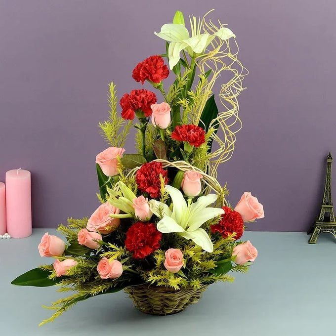 Beautiful Basket of Flowers - Flower Delivery in GiftsGhaziabad