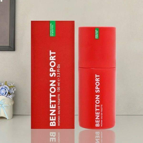 Benetton Sport perfume bottle and packaging on a neutral background
