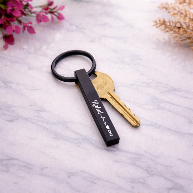 Personalized Engraved Metal Bar Keychain – Custom Name Key Ring