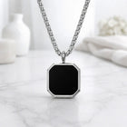 Octagon Black Onyx Pendant Necklace for Men – Silver Finish customer review image