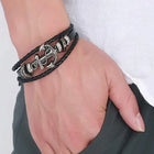 Unisex Black & Silver-Toned Leather Silver-Plated Multistrand Bracelet customer review image