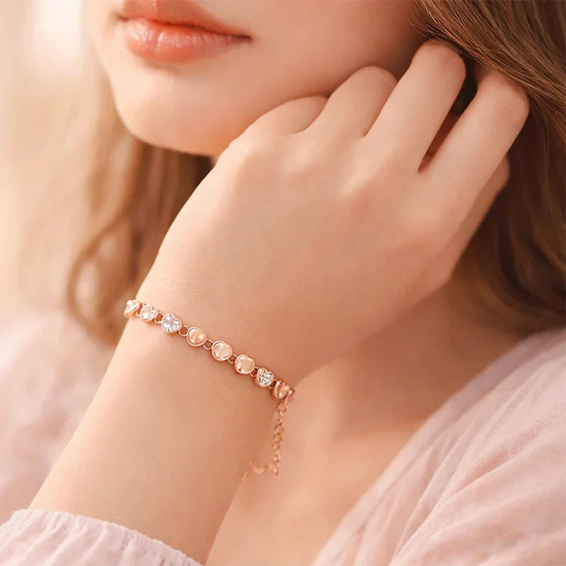 Blush Heart Rose-Gold Crystal Bracelet