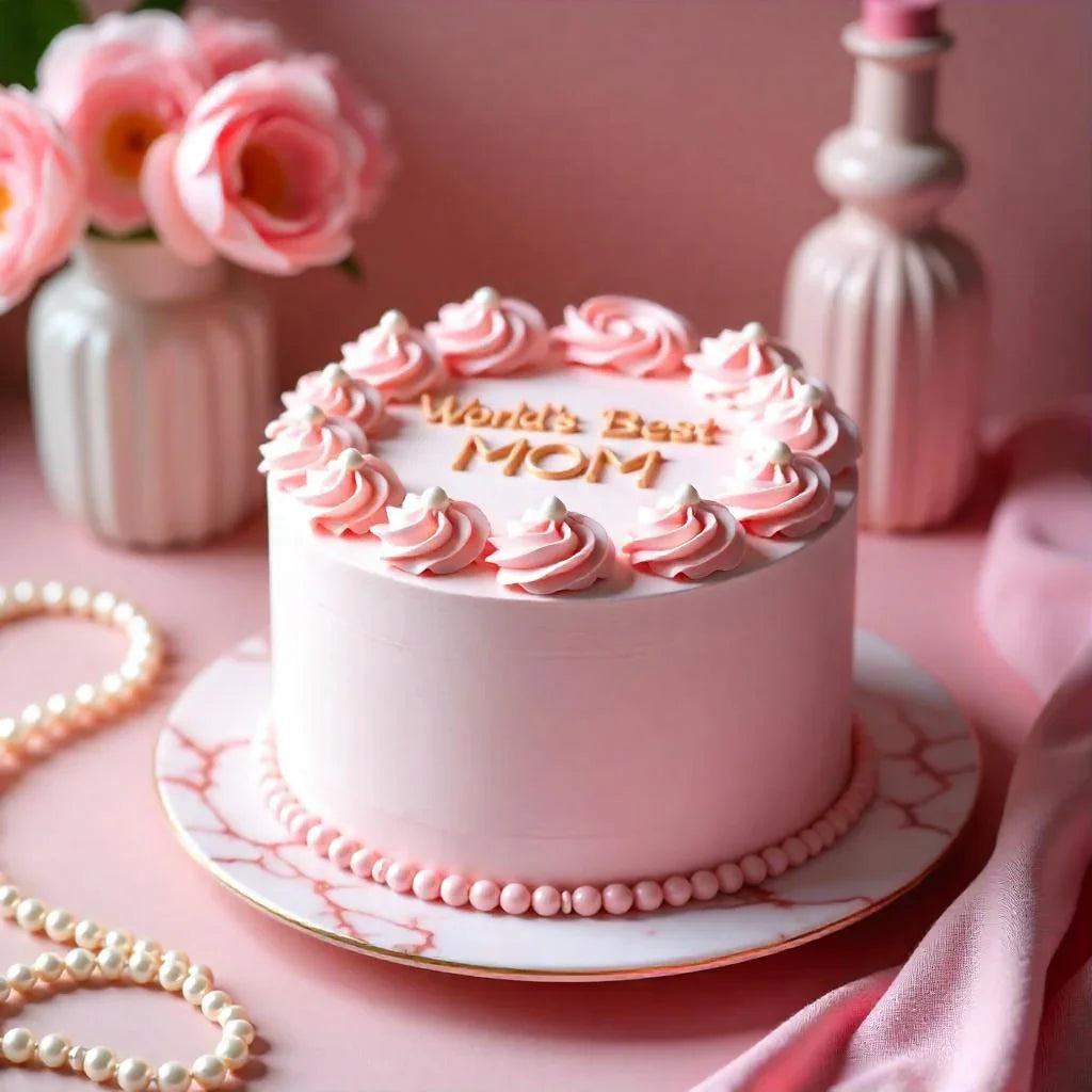 Blushing Love For Mom Cream Cake