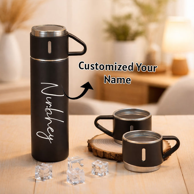 Black Vacuum Flack Set Customized  Name - Birthday Gift in Delhi
