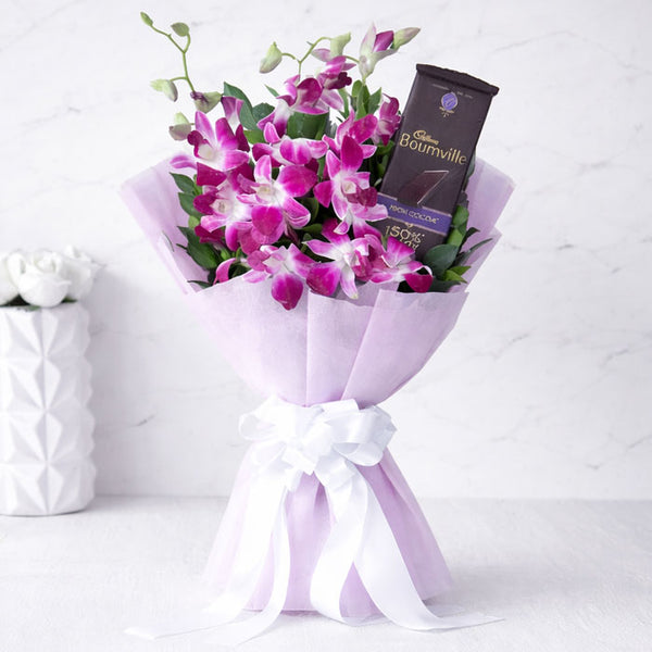 Bouquet of Orchids with Cadbury Bournville