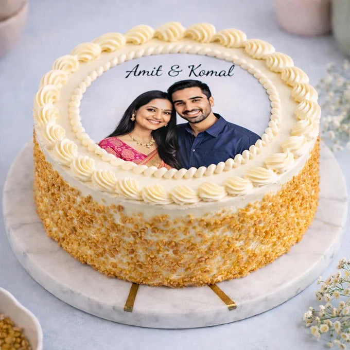 1 Kg Butterscotch Photo Cake - Anniversary Gift in GiftsGhaziabad