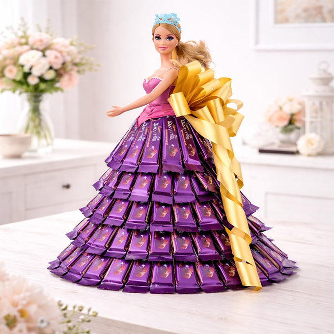 Dairy Milk Chocolate Barbie Bouquet with 50 Chocolates