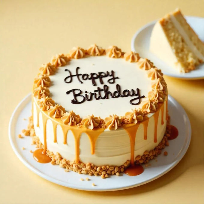 Butterscotch Crunch Cake Half Kg with Birthday Message - Birthday Gift in Kalyani