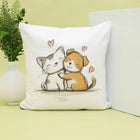 Cute Cat & Dog Hug Printed Cushion customer review image