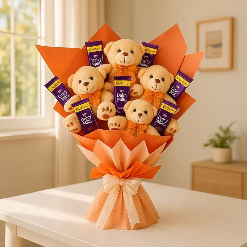 Cute Teddy Chocolate Bouquet