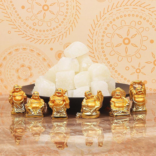 Six Laughing Buddha Idols with 500g Petha Online Gift Delivery