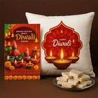 Diwali Wishes Card with Printed Cushion & 200gm Kaju Katli Gift Combo customer review image