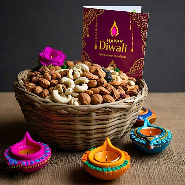 Dry Fruits Basket N Diyas