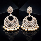 Elegant Rose Gold Plated Designer Pearl Drop Earrings for Women customer review image
