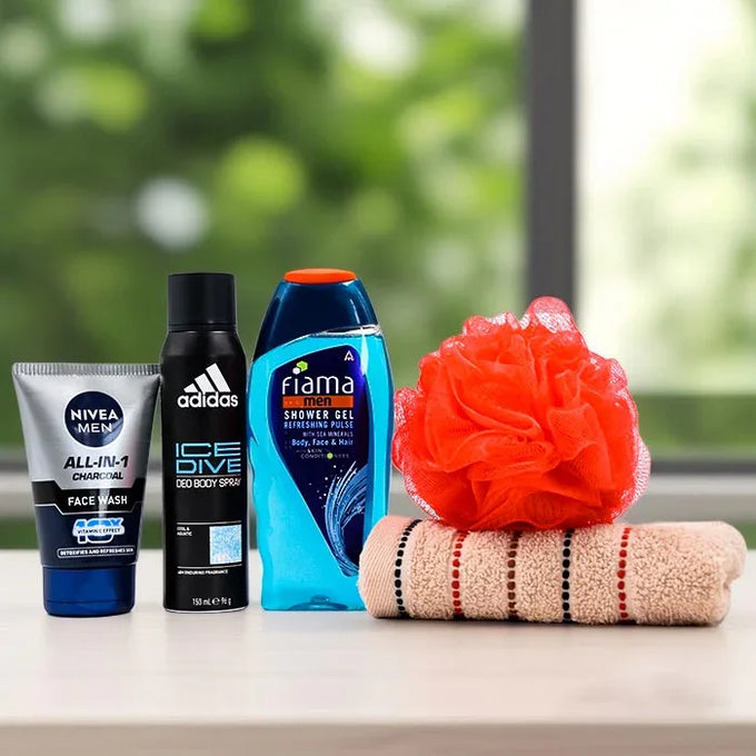 Colour Me Perfume Gift Basket with Fiama Shower Gel & Nivea Face Wash - Cosmetics for Men Gift for Men
