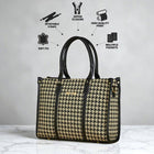 Fargo Premium Houndstooth Pattern Handbag for Women – Stylish Tote Bag with Black Leather Handles customer review image