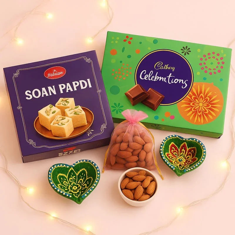 Festive Delight Hamper – Soan Papdi, Cadbury Celebrations & Almonds Gift Set