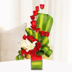 Red Rose Floral Arrangement with Glass Vase customer review image