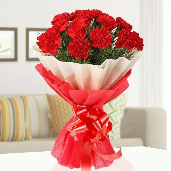 Red Carnation Flower Bouquet - Flower Delivery in Kalyani