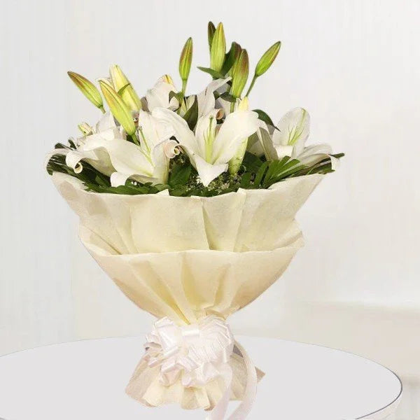 Snow White Peace - Lillies Bouquet