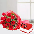 Red Velvet Heart Cake & 12 Red Roses Combo customer review image