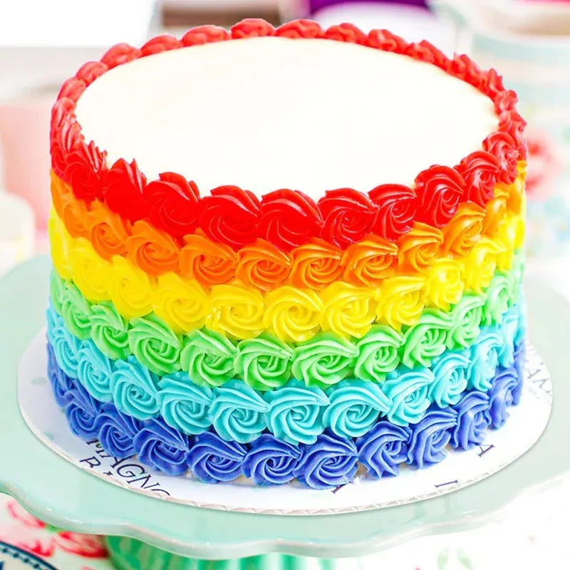 Flowery Rainbow Cream Cake