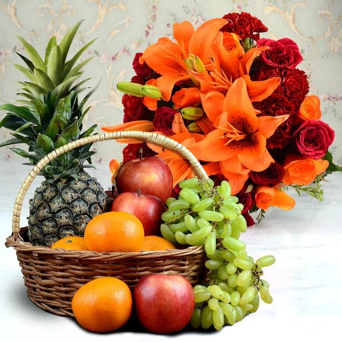 Fruits & Flowers Combo - Flower Delivery in GiftsGhaziabad