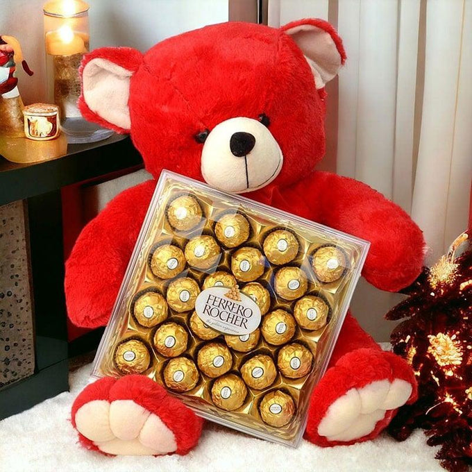 12 Inch Teddy Bear with 24 Ferrero Rocher Chocolates