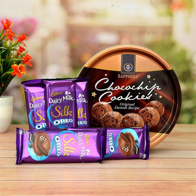 Sapphire Chocochip Cookies with 5 Dairy Milk Silk Oreo Chocolates