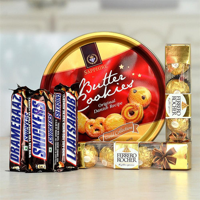 Sapphire Butter Cookies with Snickers & Ferrero Hamper