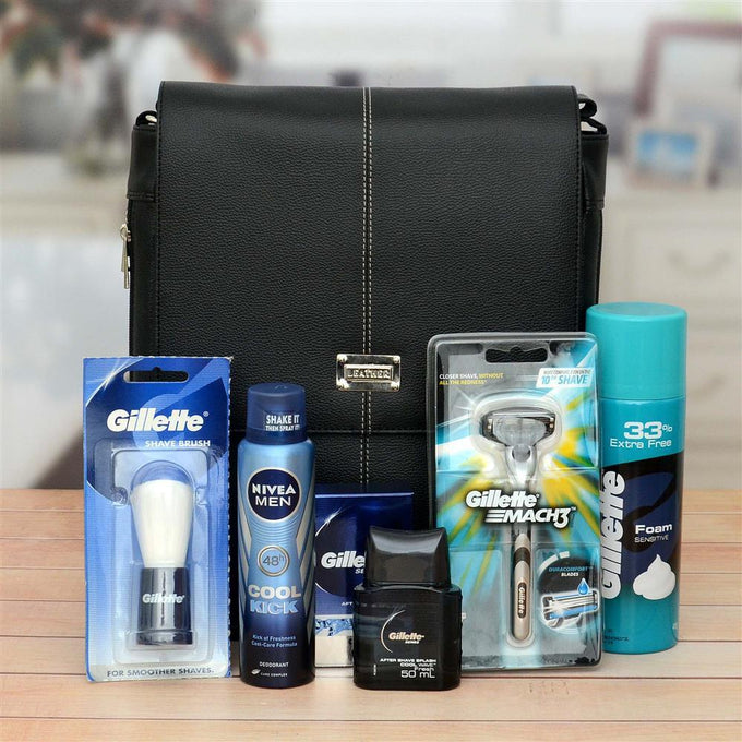 Gellette Shaving Kit With Sling Bag Combo - Bags Gift for Men