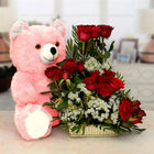 Pink Teddy Bear with Exotic Red Rose Basket customer review image
