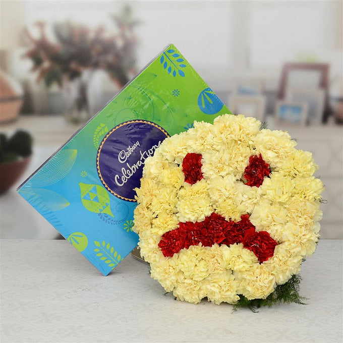 Cadbury Celebrations 215g with 40 Carnation Sad Face Arrangement