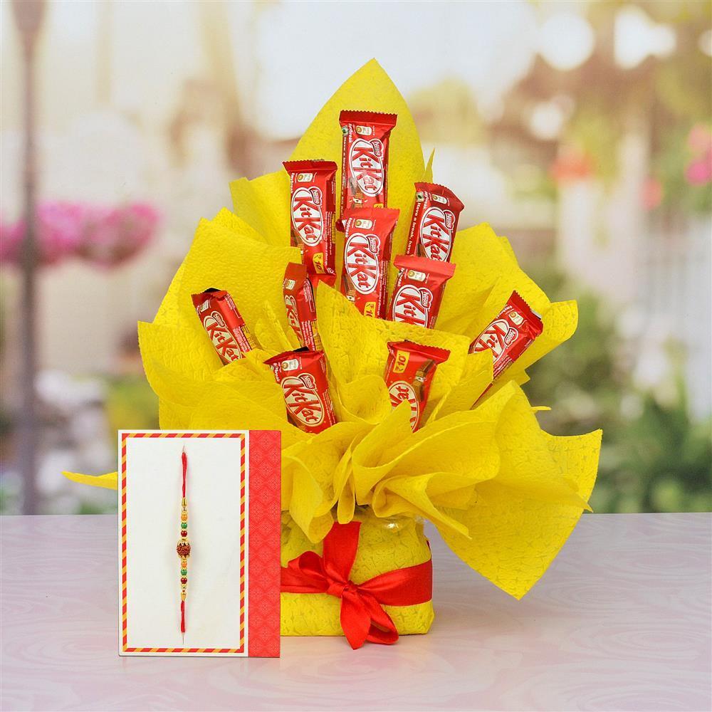 10 Pcs Kit Kat Bouquet With Rakhi
