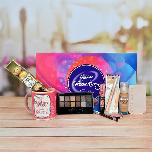 Maybeline Cosmetics Set, Celebration, Ferrero Rocher N Mug for Sister