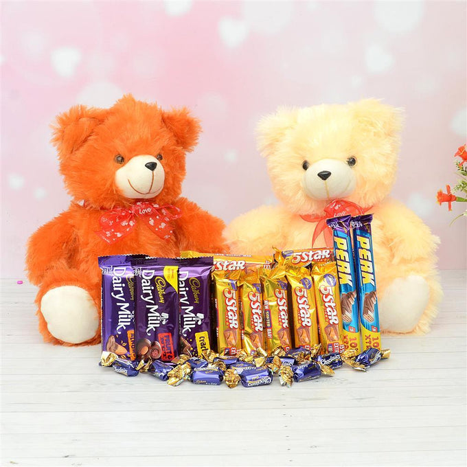 Teddy Bears with Chocolates Gift Combo