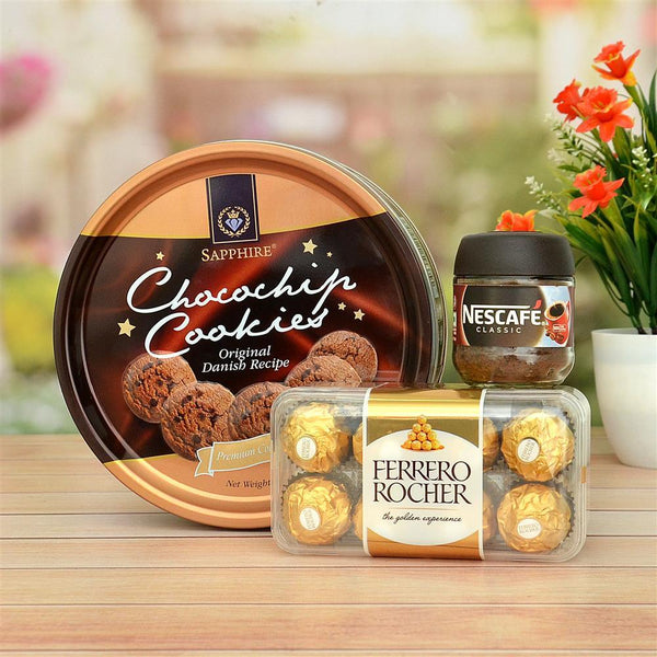 Cookies N Ferrero Rocher with Coffee Hamper