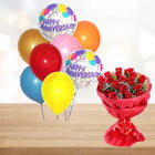12 Red Roses with 8 Balloons Gift Bouquet | OyeGifts customer review image